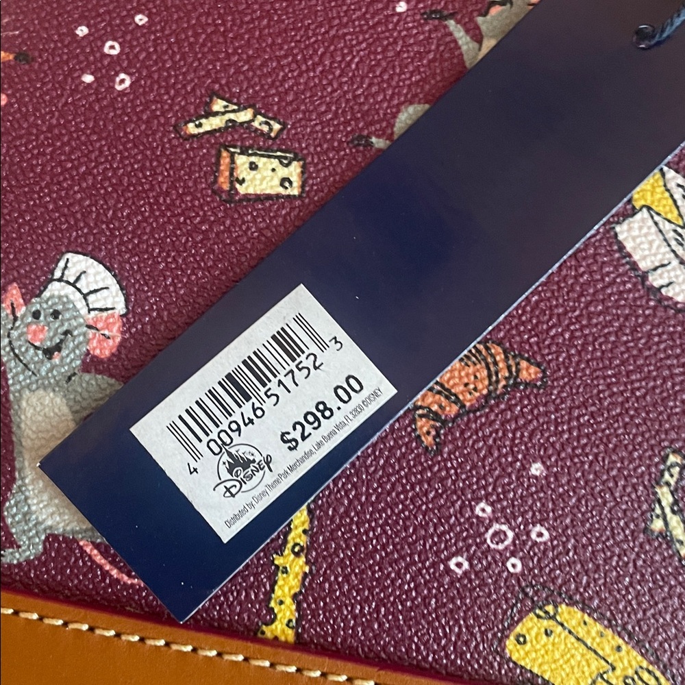 Dooney & Bourke Burgundy Parisian Print Satchel with Tan Trim - Picture 6 of 7